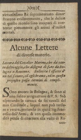 Alcune Lettere di diverse materie.