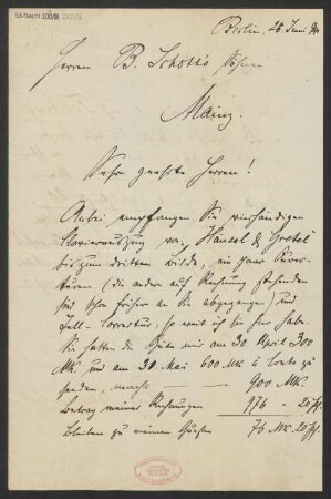 Brief an B. Schott's Söhne : 28.06.1894