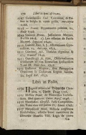 Libri in Folio. - Libri in Octavo & Duodecimo.