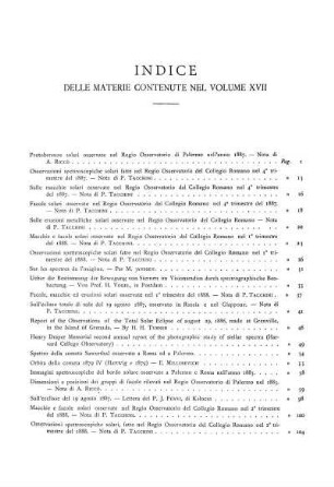 INDICE DELLE MATERIE CONTENUTE NEL VOLUME XVII