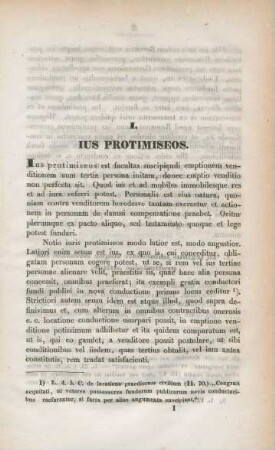 I. Ius protimiseos.