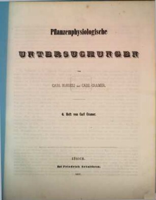 Pflanzenphysiologische Untersuchungen. 4