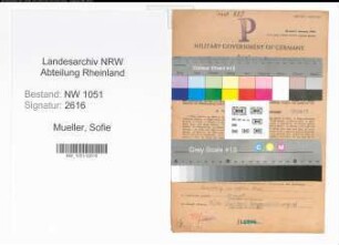 Entnazifizierung Sofie Mueller , geb. 10.07.1904 ()