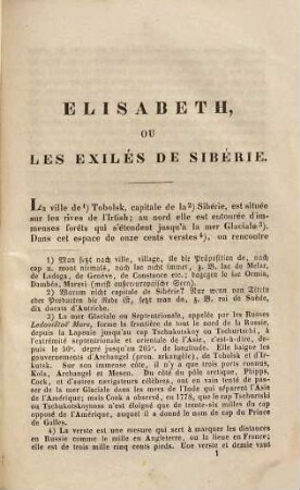 Élisabeth ou les exilés de Sibérie : mit erklärenden Noten u. Wörterbuch