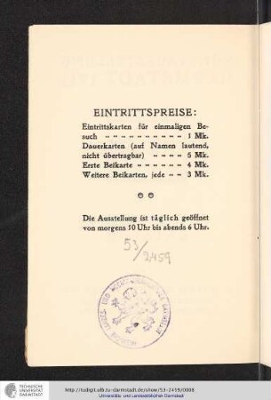 Eintrittspreise
