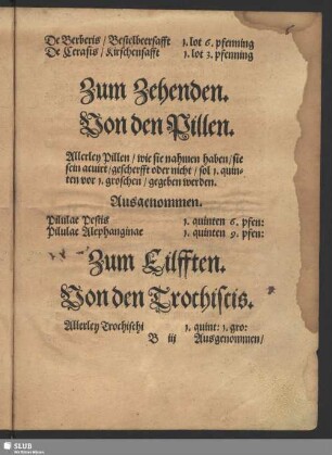 Zum Eilfften. Von den Trochiscis