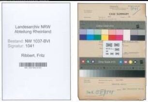 Entnazifizierung Fritz Ribbert , geb. 03.02.1904 (Lehrer)