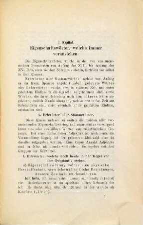 Stellung des attributiven Adjektivs in altfranzösischen Prosatexten von Anfang des XIII. bis Anfang des XV. Jahrhunderts