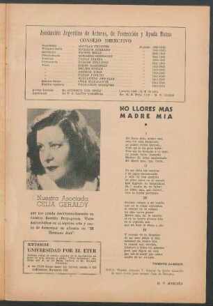 Nuestra Asociada Celia Geraldy [Fotografía]