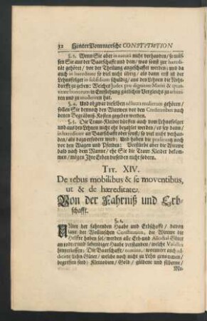 Tit. XIV. De rebus mobilibus & se moventibus, ut & de haereditate.