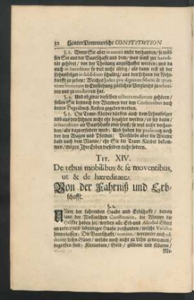 Tit. XIV. De rebus mobilibus & se moventibus, ut & de haereditate.