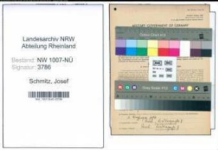 Entnazifizierung Josef Schmitz , geb. 14.01.1912 (Schuhmacher)