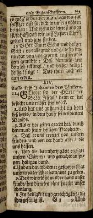 XIV. Auffs Fest Johannes des Täufers. - XIX. Von der H. Tauffe.