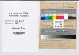 Entnazifizierung Paul Winkels , geb. 08.08.1898 (Vollziehungsbeamter)