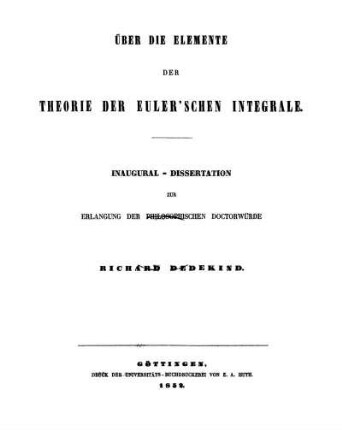 Über die Elemente der Theorie der Euler'schen Integrale