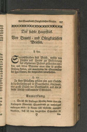Das sechste Hauptstück. Von Staats- und Obrigkeitlichen ...
