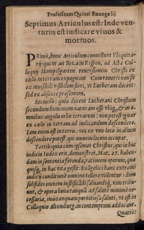 Septimus Articulus est ...