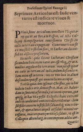 Septimus Articulus est ...