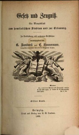 Gesetz und Zeugniß : ein Monatsblatt zum homiletischen Studium u. zur Erbauung. 11, 11. 1869