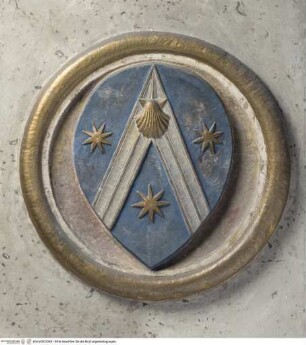 Wappen mit Muschel und Sternen