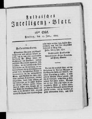 26tes Stück, Ausgabe vom 29. Jun. 1810