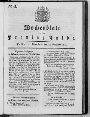 Nr. 47, Ausgabe vom 22. November 1845