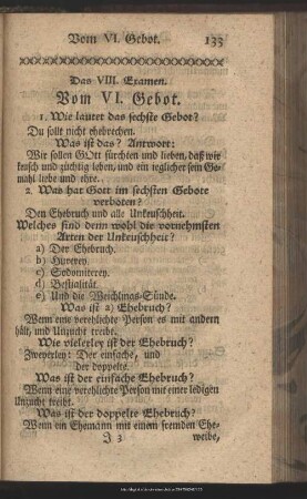 Das VIII. Examen. Vom VI. Gebot