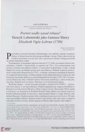 69: Portret wedle zasad rebusu? : Henryk Lubomirski jako Geniusz Sławy Elisabeth Vigée-Lebrun (1789) =