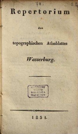 Repertorium des topographischen Atlasblattes Wasserburg