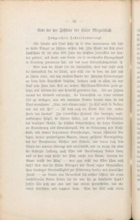 Rede bei der Festfeier der Kieler Bürgerschaft.