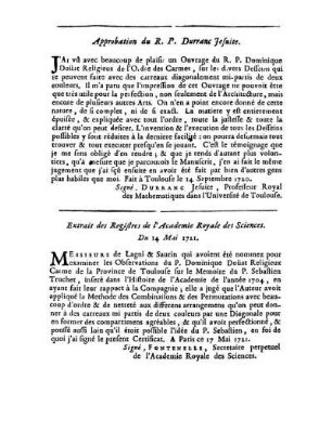 Approbation du R. P. Durranc Jesuite