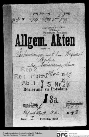 Verhandlungen mit dem Magistrat Berlin über Bebauungspläne außerhalb Berlins. Allgemeines
