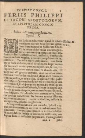 Feriis Philippi Et Iacobi Apostolorum, In Epistolam ...