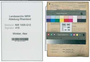 Entnazifizierung Alex Winkler , geb. 17.02.1899 (Montageinspektor)