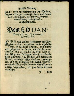 Vom Eid Dandorum Et Respondendorum.