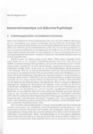 Konversationsanalyse und diskursive Psychologie