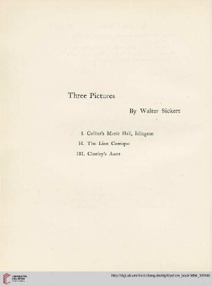 Plates: Three Pictures by Walter Sickert
