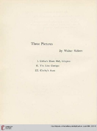 Plates: Three Pictures by Walter Sickert