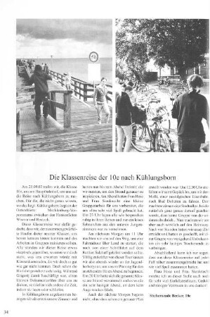 Die Klassenreise der 10e nach Kühlungsborn