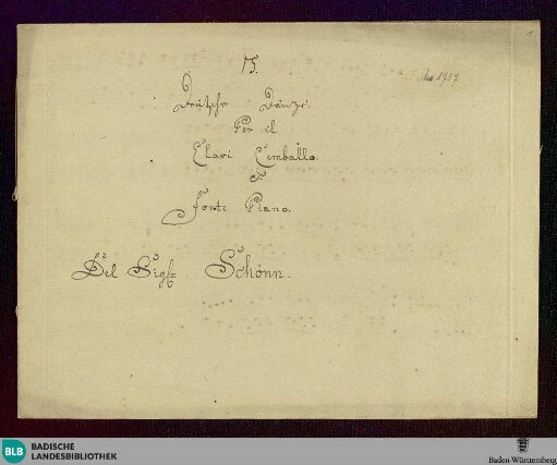 15 Deutsche Tänze - Don Mus.Ms. 1757 : cemb