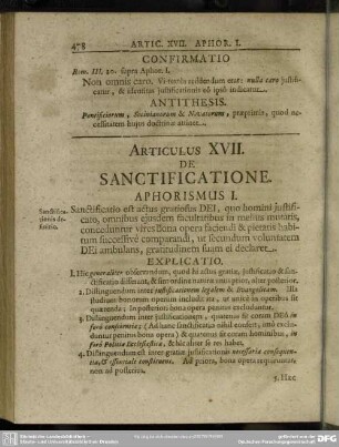 Articulus XVII. De Sanctificatione