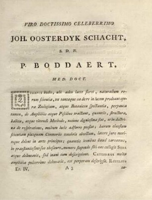 Viro Doctissimo Celeberrimo Joh. Oosterdyk Schacht, S. D. P. P. Boddaert, Med. Doct.