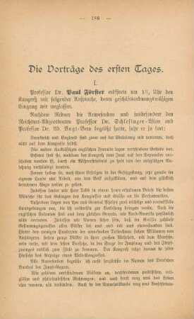 Die Vorträge des ersten Tages