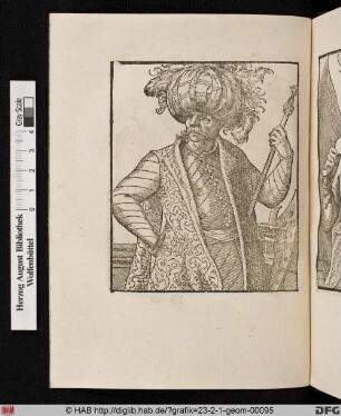 Stehender Orientale mit Szepter und Schild, Brustbild