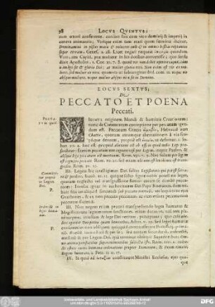 Locus Sextus; De Peccato Et Poena Peccati.