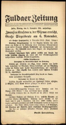 Ausgabe vom Montag, den 08. November 1915.