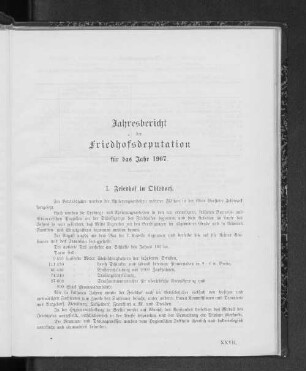Jahresbericht der Friedhofsdeputation für das Jahr 1907.