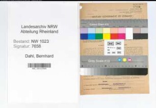 Entnazifizierung Bernhard Dahl , geb. 04.06.1890 (Haendler)