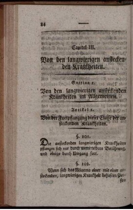 Section 1. Von den langwierigen ansteckenden Krankheiten im Allgemeinen.