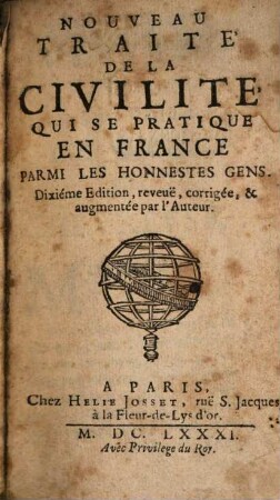 Nouveau traité de la civilité qui se pratique en France parmi les honnestes gens